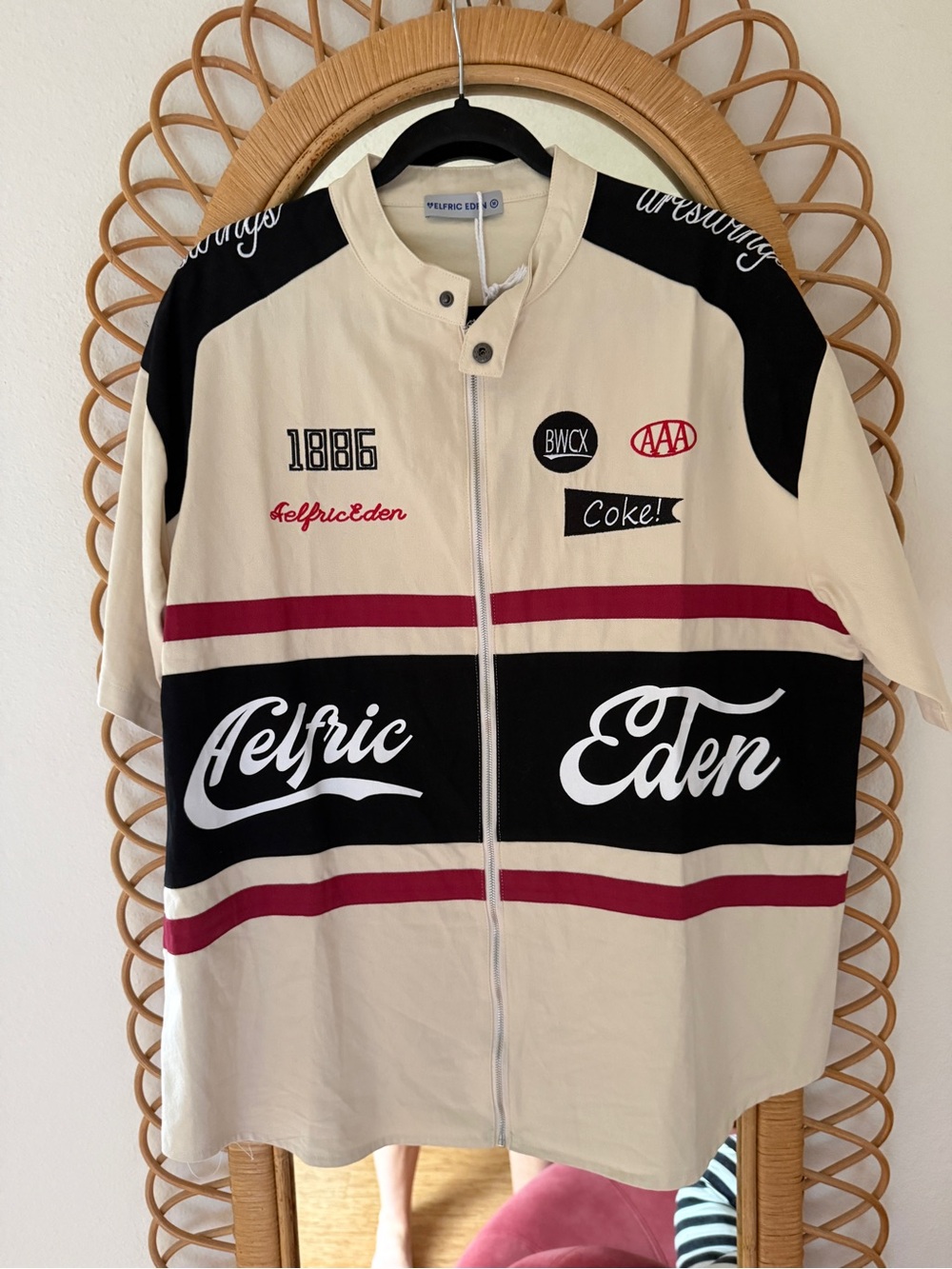 Aelfric Eden Zipper Stitching Racing Short Sleeve Shirt, sz. M